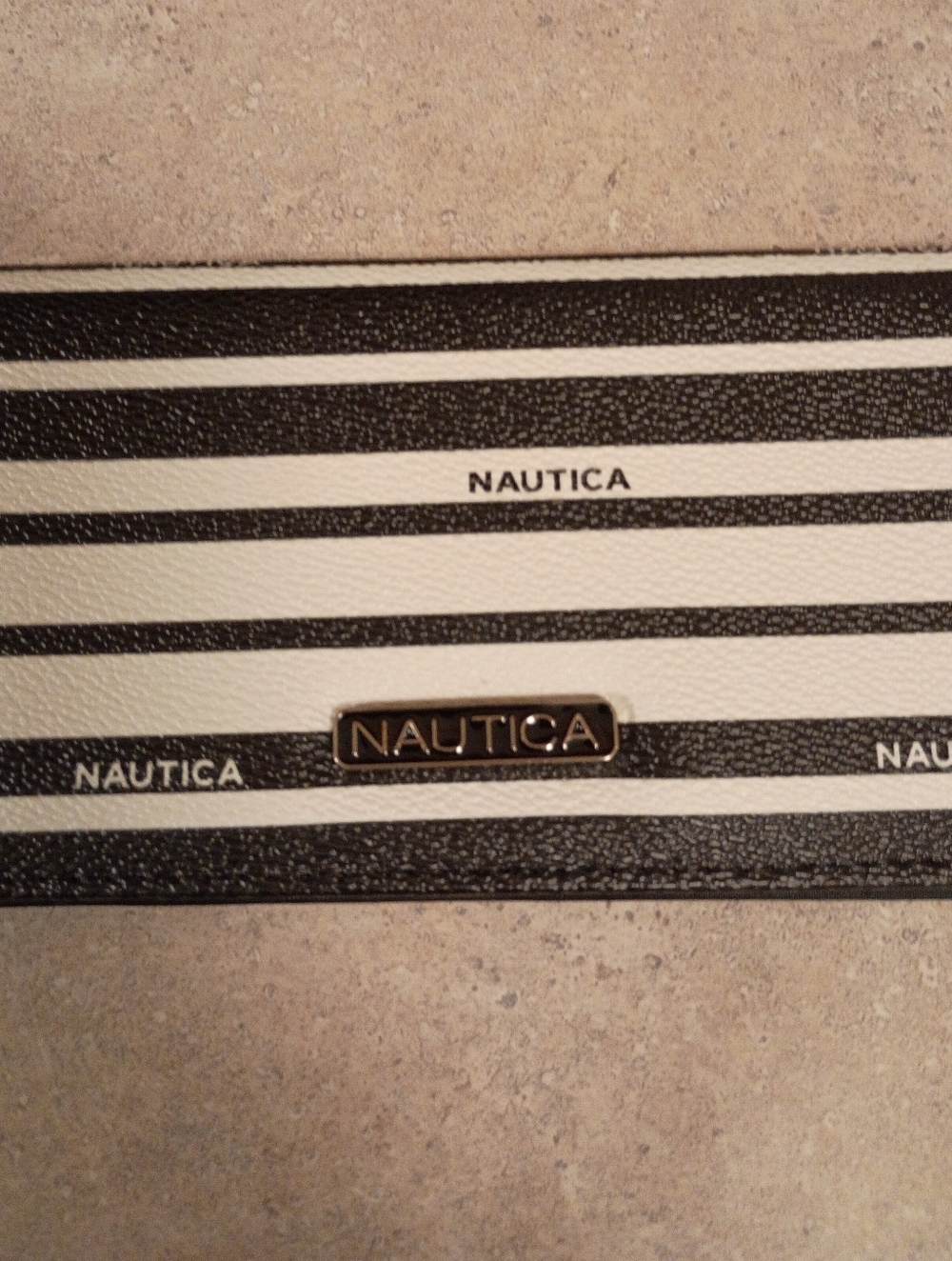 Nautica Navy and White Striped Accessory with Logo